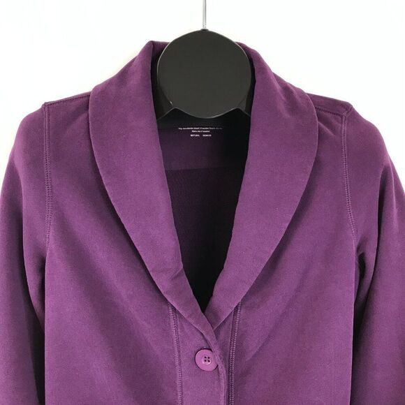 L.L. Bean Cowl Neck Button Down Cardigan Women's Small Purple Pockets Knit - Picture 4 of 11